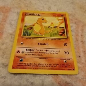 Vintage Pokemon Charmander Base Set 46/102 WOTC Non Holo